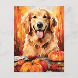 Golden Retriever Herbst Thanksgiving  Postkarte