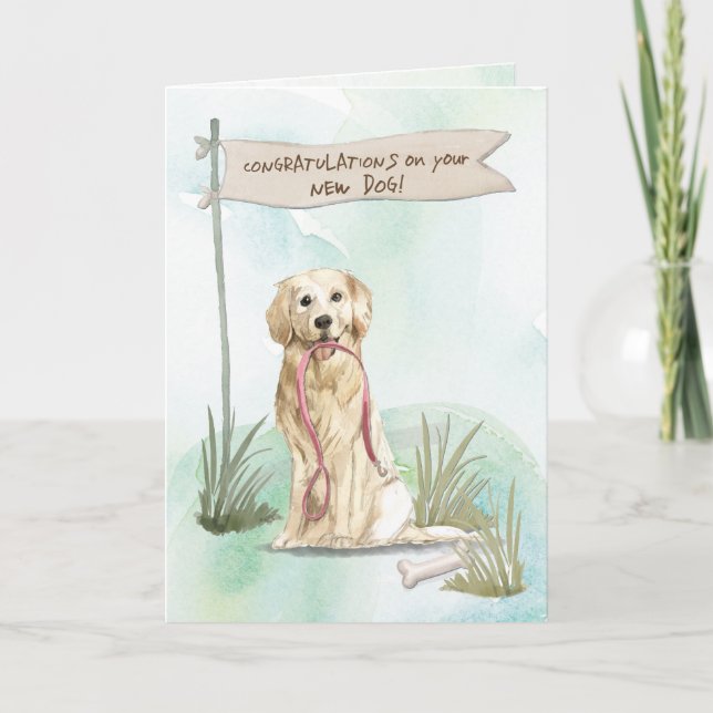 Golden Retriever Herzlichen Glückwunsch zum neuen  Karte (Vorderseite)