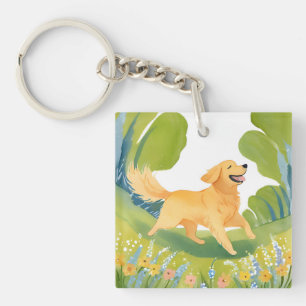 Golden Retriever heureux   Aquarelle de chien