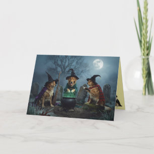 Golden Retriever Hexe Halloween Karte