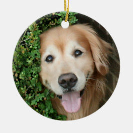 Golden retriever hinter einem Lächeln Keramik Ornament