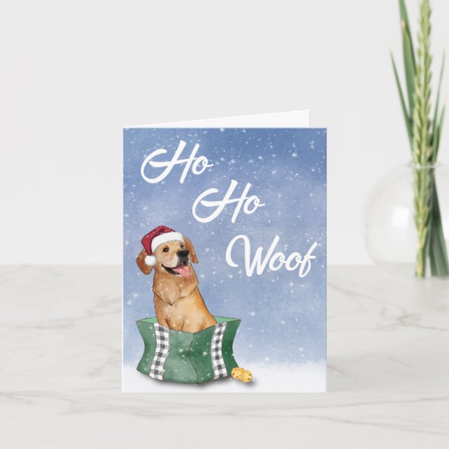 Golden Retriever Ho Woof Weihnachtskarte Karte (Vorderseite)