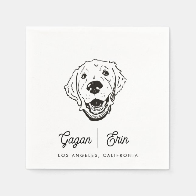 Golden Retriever Hochzeitcocktail Serviette (Vorderseite)