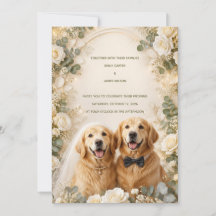 Golden Retriever Hochzeitseinladung | Elegante 3D