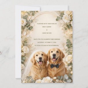Golden Retriever Hochzeitseinladung Elegante 3D Einladung
