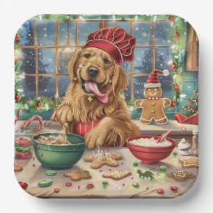 Golden Retriever Holiday Baking: Feierliche Weihna Pappteller