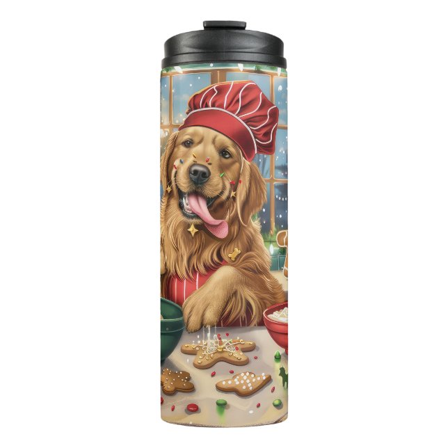 Golden Retriever Holiday Baking: Feierliche Weihna Thermosbecher (Vorderseite)