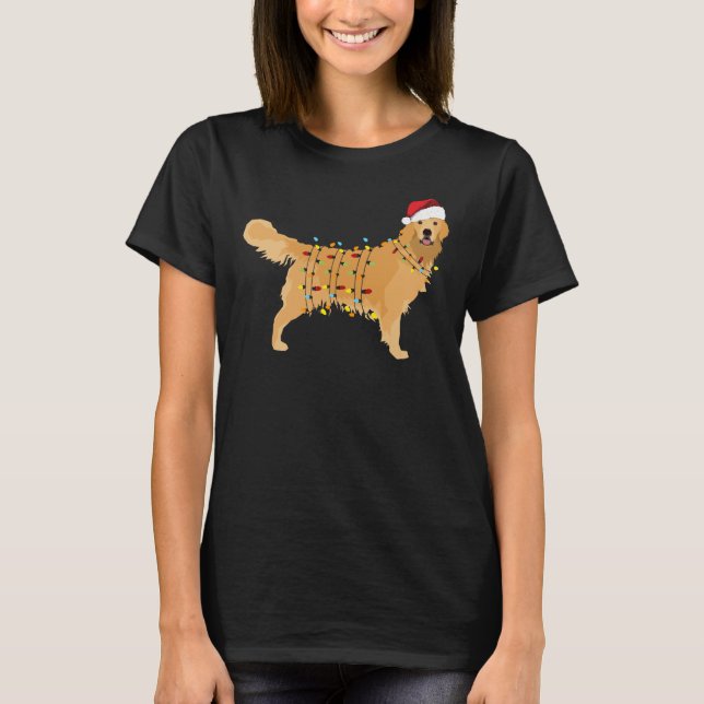 Golden Retriever Holiday Christmas Light 454 T-Shirt (Vorderseite)