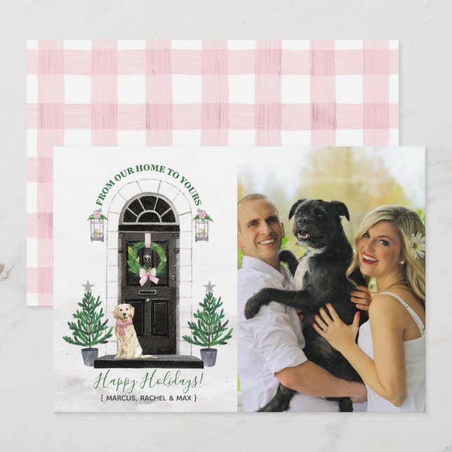 Golden Retriever Holiday Foto Card Einladung (Vorne/Hinten)