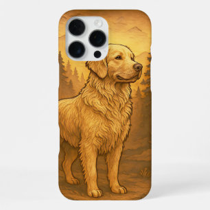 Golden Retriever Holzschnitzerei-Stil Druck iPhone 16 Pro Max Hülle