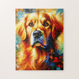 Golden Retriever Hund Acryl Druck Bunt