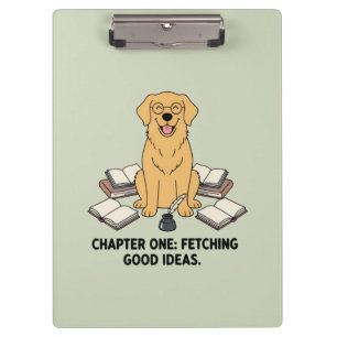 Golden Retriever Hund Akademische Vibes Grün Schre Klemmbrett