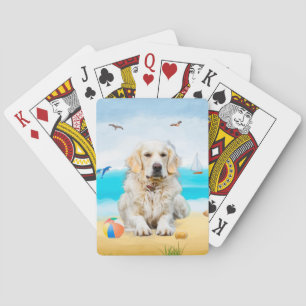 Golden Retriever Hund am Strand Spielkarten