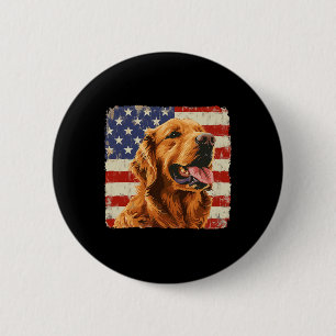 Golden Retriever Hund Amerika Flagge Shirt Unabhän Button