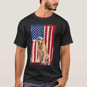 Golden Retriever Hund Amerikanische Flagge Patriot T-Shirt