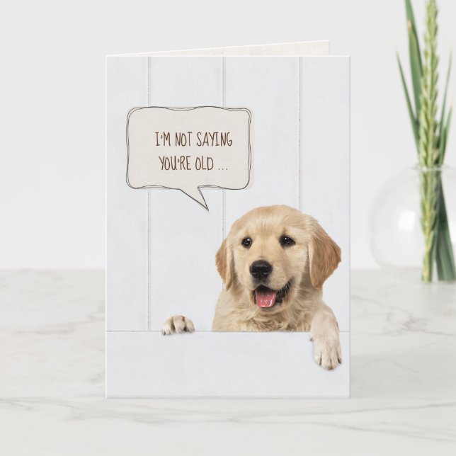 Golden Retriever Hund auf weißem Holz Karte (Vorderseite)