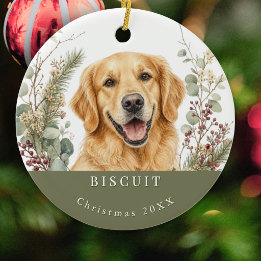 Golden Retriever Hund Bild Wasserfarbe Weihnachten Keramik Ornament