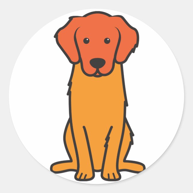 Golden Retriever Hund Cartoon Runder Aufkleber (Vorderseite)