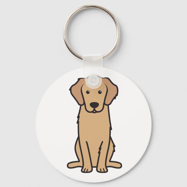 Golden Retriever Hund Cartoon Schlüsselanhänger (Vorderseite)
