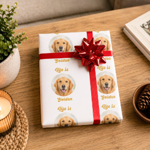 Golden Retriever Hund Foto Das Leben ist golden Geschenkpapier