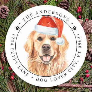 Golden Retriever Hund Funny Rücksendeadresse Runder Aufkleber