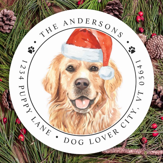 Golden Retriever Hund Funny Rücksendeadresse Runder Aufkleber (Von Creator hochgeladen)