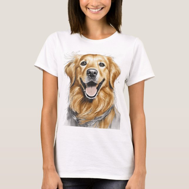 Golden Retriever Hund glücklich T-Shirt (Vorderseite)