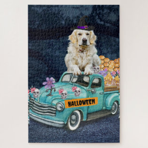 Golden Retriever Hund Halloween LKW Gruselige Nach