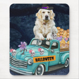 Golden Retriever Hund Halloween LKW Gruselige Nach Mousepad