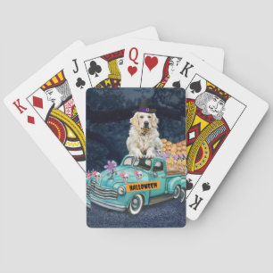 Golden Retriever Hund Halloween LKW Gruselige Nach Spielkarten
