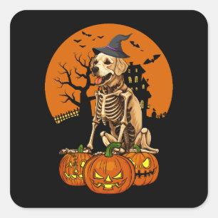 Golden Retriever Hund Halloween Quadratischer Aufkleber