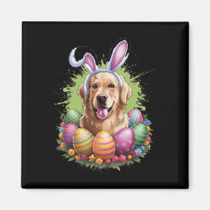 Golden Retriever Hund Hasenohren Ostereier Frühlin Magnet