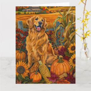 Golden Retriever Hund Herbst Ernte Erntedank Karte