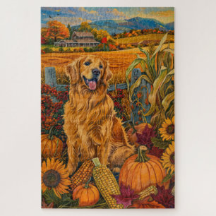 Golden Retriever Hund Herbsternte Erntedankfest