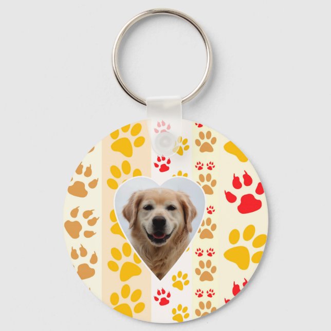Golden Retriever Hund Herz Paws Print Schlüsselanhänger (Vorderseite)
