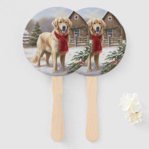 Golden Retriever Hund im Schnee Weihnachten  Fächer