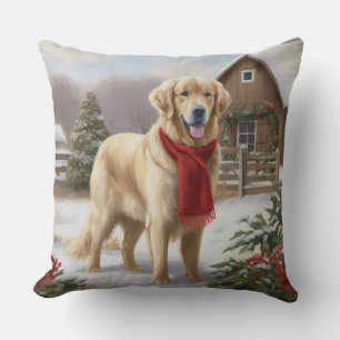 Golden Retriever Hund im Schnee Weihnachten  Kissen