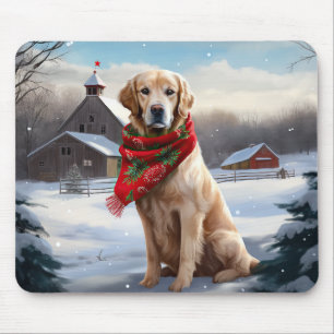 Golden Retriever Hund im Schnee Weihnachten Mousepad