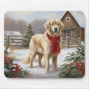 Golden Retriever Hund im Schnee Weihnachten Mousepad