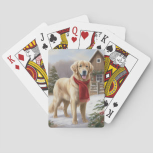 Golden Retriever Hund im Schnee Weihnachten Spielkarten