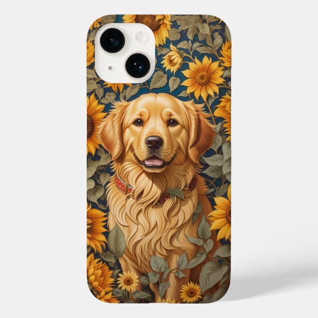Golden Retriever Hund im Sonnenblumenfeld Case-Mate iPhone 14 Hülle (Rückseite)