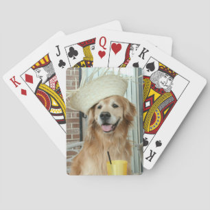 Golden retriever-Hund im Strohhut-Sommer Spielkarten