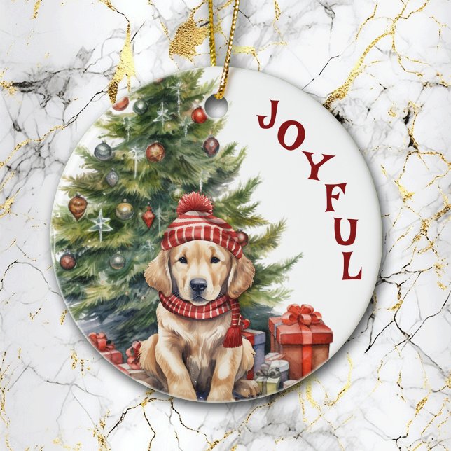 Golden Retriever Hund in Winter Scarf und Hut Keramik Ornament (Von Creator hochgeladen)