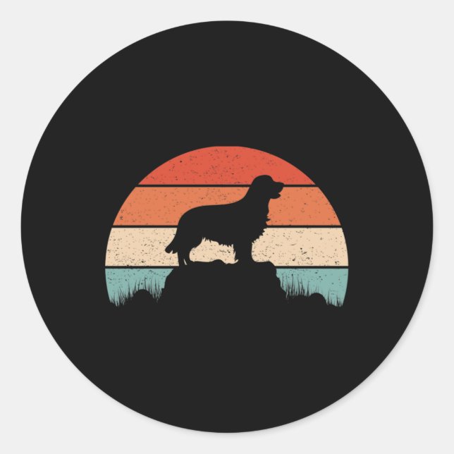 Golden Retriever Hund Lover Retro Sunset Runder Aufkleber (Vorderseite)