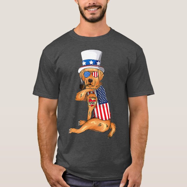 Golden Retriever Hund Merica 4. july usa T-Shirt (Vorderseite)