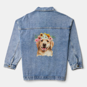 Golden Retriever Hund mit Blume Jeansjacke