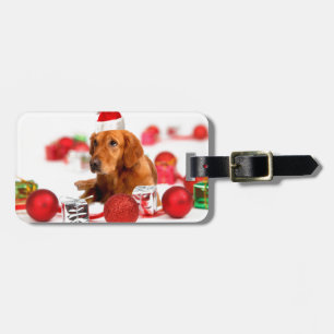 Golden Retriever Hund mit roter Santa Mütze Weihna Gepäckanhänger