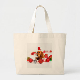 Golden Retriever Hund mit roter Santa Mütze Weihna Jumbo Stoffbeutel