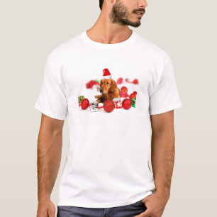 Golden Retriever Hund mit roter Santa Mütze Weihna T-Shirt