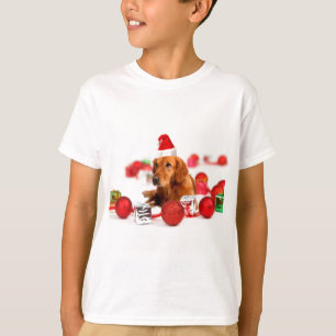 Golden Retriever Hund mit roter Santa Mütze Weihna T-Shirt